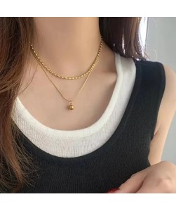 Double-Layer Ball Pendant Necklace