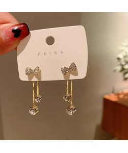 Rhinestones Bow Drop Earrings