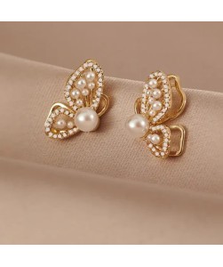 copy of copy of copy of copy of Vintage Gold tone Rhinestone Black Enamel oval earrings