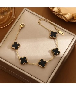 Black Lucky Clover Bracelet