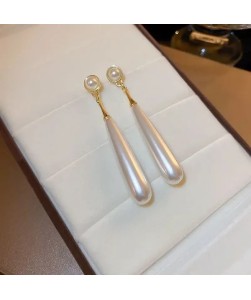 Retro Long Pearl Drop Earrings