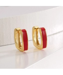 Oil-drop Square Hoop Earrings Red