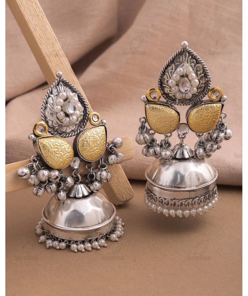 Arunya Two Tone Jhumki Earrings