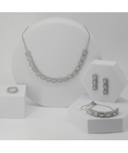 Luxury Silver CZ Jewelry Set
