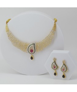 Crystal Choker Set with Teardrop Pendant