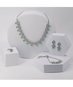 Silver-Toned Turquoise Stone Necklace Set