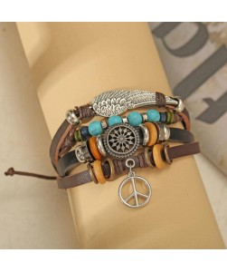 Multi Colored Faux Leather Bracelet for Men